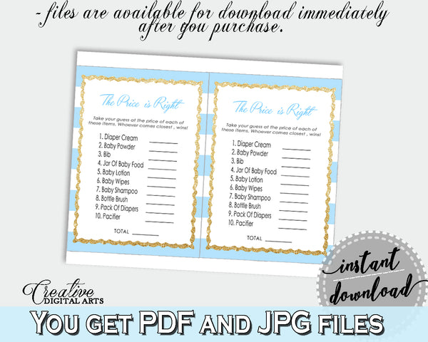 Baby shower printable THANK YOU card with blue and white stripes for boys,  digital jpg pdf, instant download - bs002