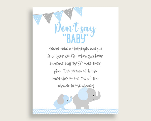 Don't Say Baby Clothes Pin Baby Shower Game Printable 8x10 Table Sign |  Fishing Theme | Navy Gray Blue | DIGITAL INSTANT DOWNLOAD