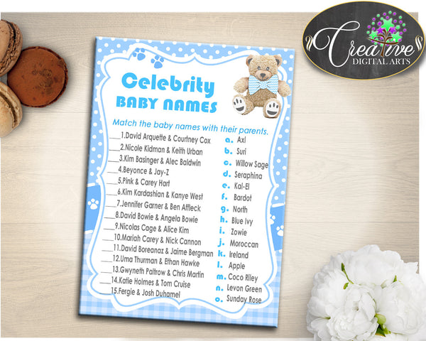 Baby shower Place CARDS or FOOD TENTS editable printable, teddy bear baby  shower, boy baby shower, digital pdf, instant download - tb001