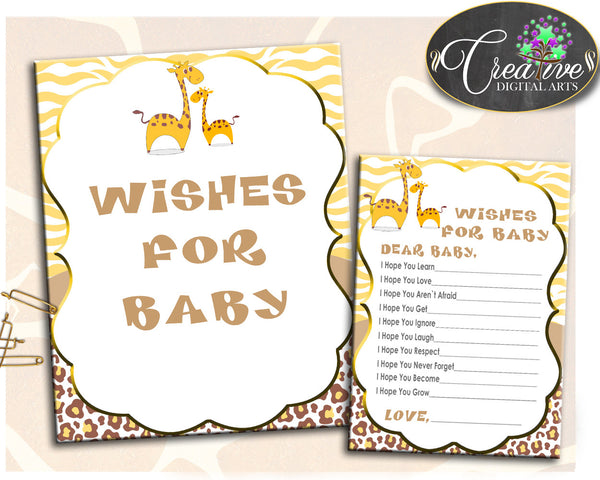 Giraffe THANK YOU card, baby shower boy or girl theme printable, brown  yellow thank you, digital files, jpg pdf, instant download - sa001