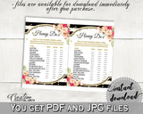 Honey Do List in Flower Bouquet Black Stripes Bridal Shower Black And Gold Theme, beloved game, black and white, shower activity - QMK20 - Digital Product