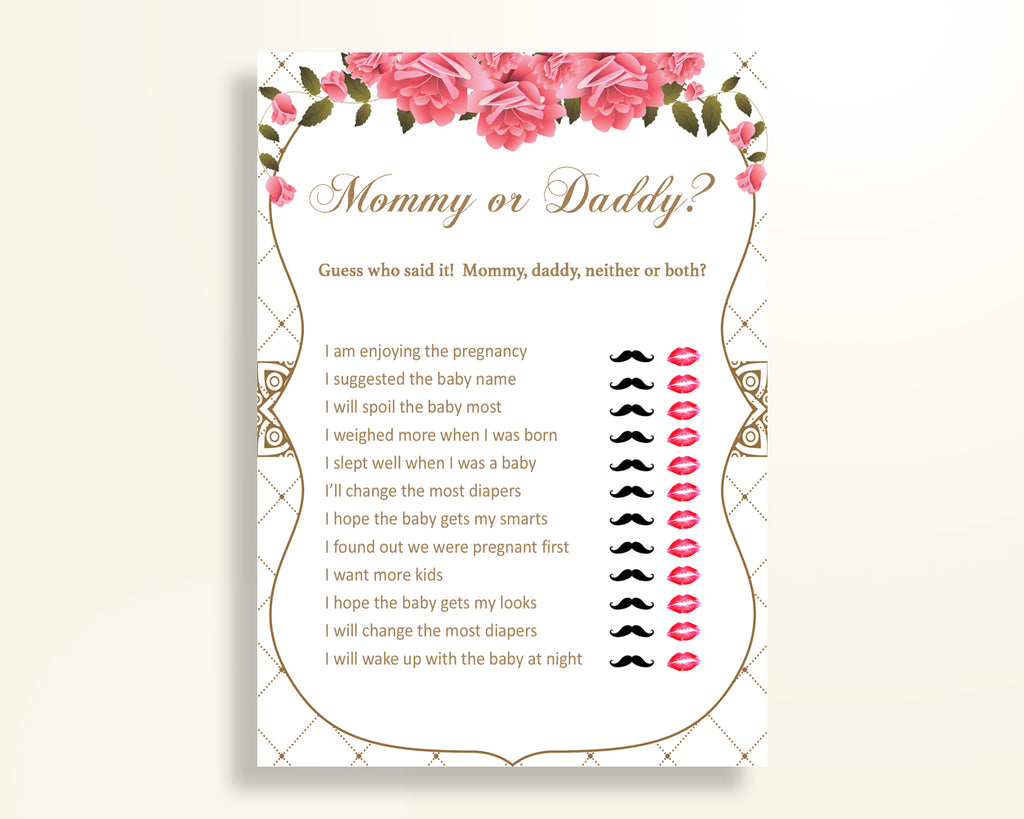 Mommy Or Daddy Baby Shower Mommy Or Daddy Roses Baby Shower Mommy Or Daddy Baby Shower Roses Mommy Or Daddy Pink White pdf jpg prints U3FPX
