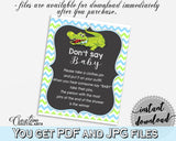 DON'T SAY BABY game for baby shower with green alligator and blue color theme, instant download - ap002