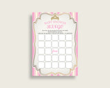 Royal Princess Baby Shower Bingo Cards Printable, Pink Gold Baby Shower Girl, 60 Prefilled Bingo Game Cards, Tiara Crown Gold rp002