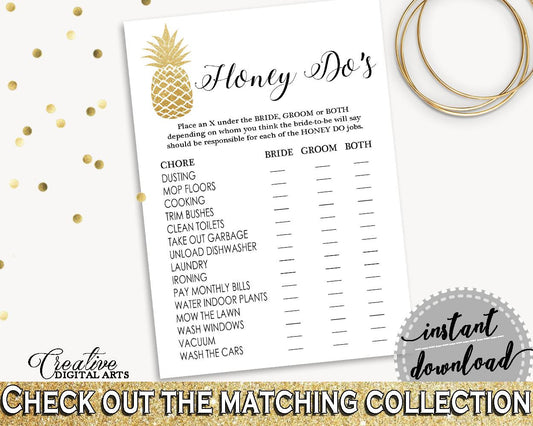 Honey Do List Bridal Shower Honey Do List Pineapple Bridal Shower Honey Do List Bridal Shower Pineapple Honey Do List Gold White 86GZU - Digital Product