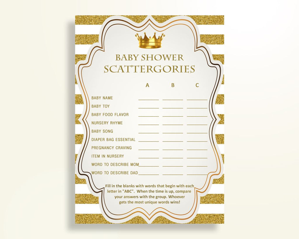 Scattergories Baby Shower Scattergories Royal Baby Shower Scattergories Gold White Baby Shower Gold Scattergories party ideas shower Y9MQF - Digital Product