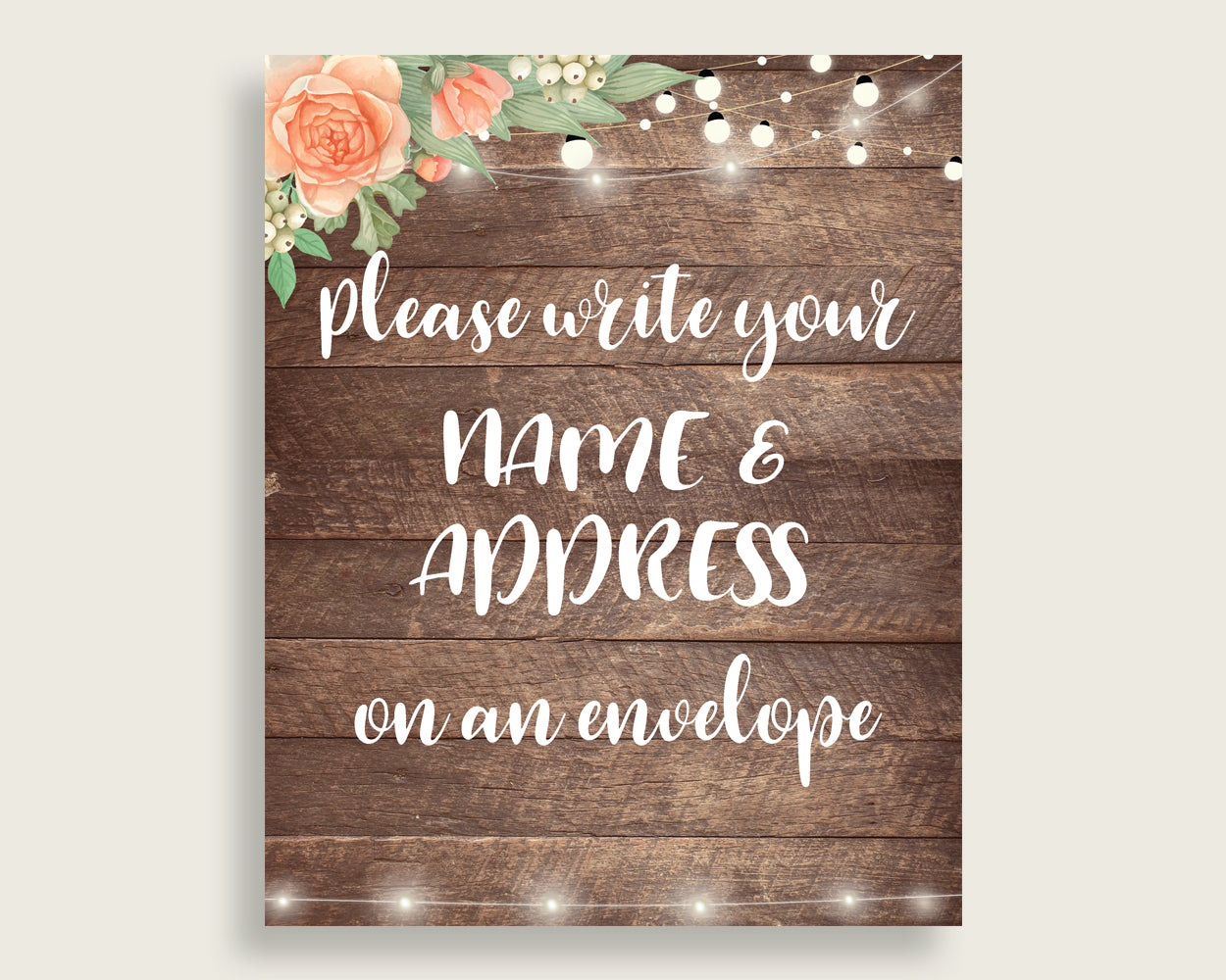 Addressing Sign Bridal Shower Addressing Sign Rustic Bridal Shower Addressing Sign Bridal Shower Flowers Addressing Sign Brown Beige SC4GE