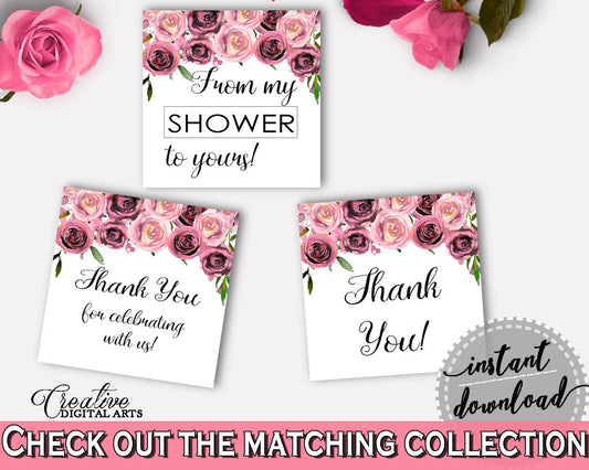 Favor Tags Bridal Shower Favor Tags Floral Bridal Shower Favor Tags Bridal Shower Floral Favor Tags Pink Purple digital print - BQ24C - Digital Product