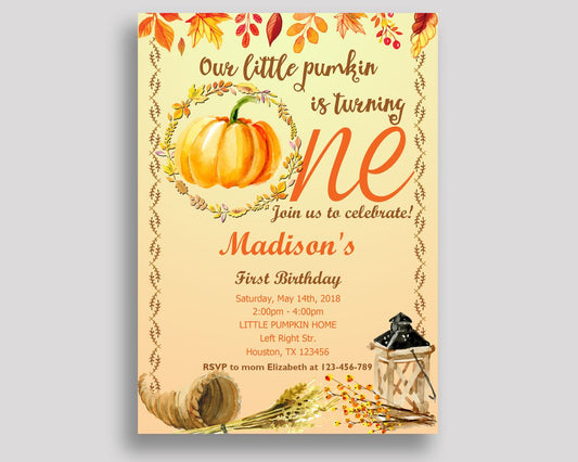 Pumpkin One Birthday Invitation Pumpkin One Birthday Party Invitation Pumpkin One Birthday Party Pumpkin One Invitation Girl 8IN52 - Digital Product