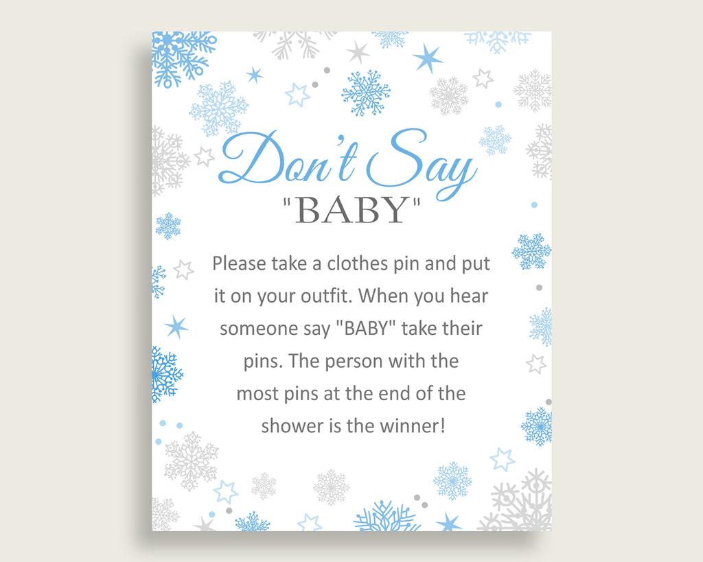 Dont Say Baby Baby Shower Dont Say Baby Snowflake Baby Shower Dont Say Baby Blue Gray Baby Shower Snowflake Dont Say Baby printable NL77H