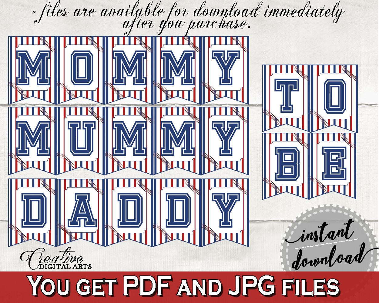 Chair Banner Baby Shower Chair Banner Baseball Baby Shower Chair Banner Baby Shower Baseball Chair Banner Blue Red instant download YKN4H - Digital Product