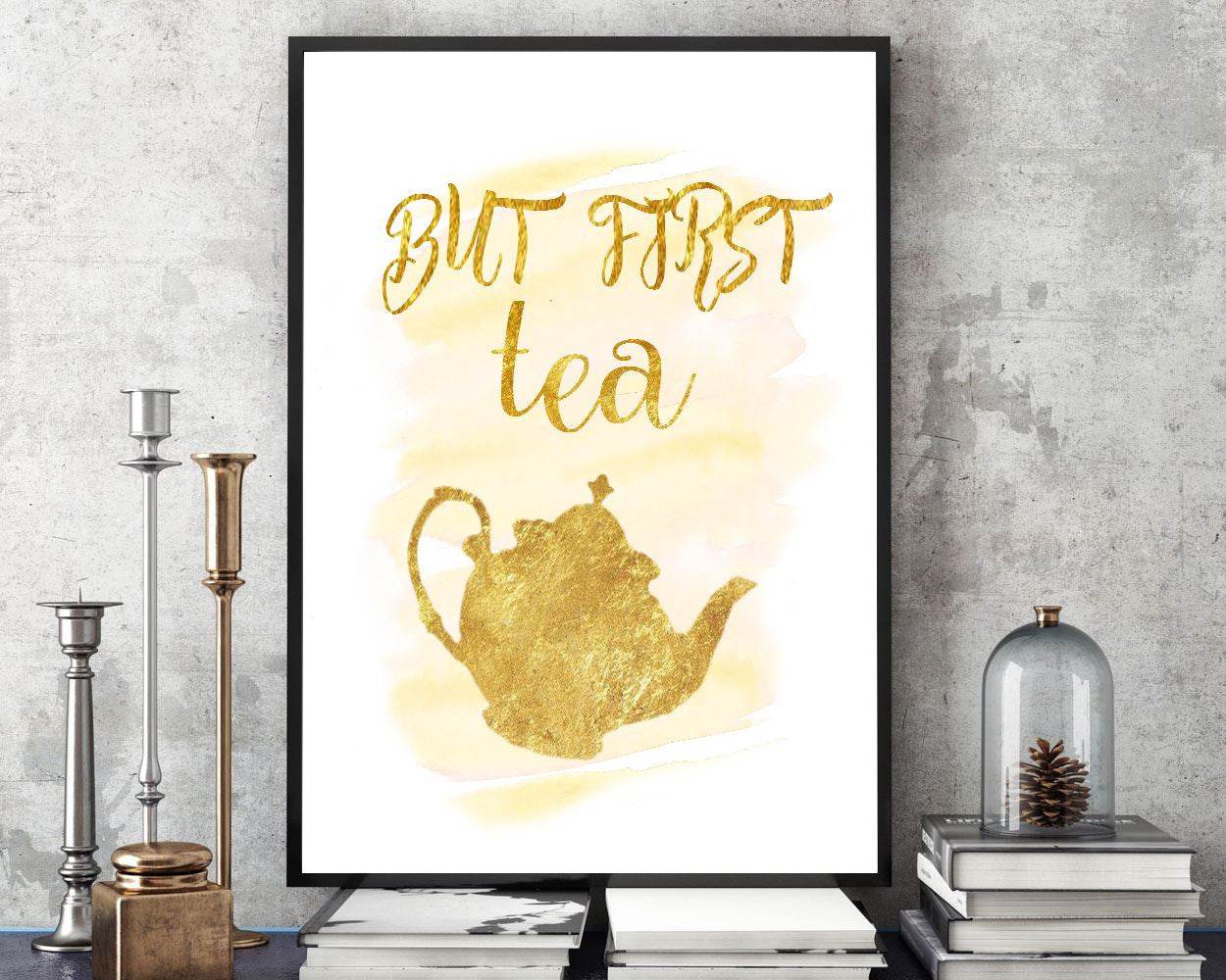 Wall Decor Tea Printable Tea Prints Tea Sign Tea  Printable Art Tea tea quote print tea time tea potter watercolor pink gold quote - Digital Download