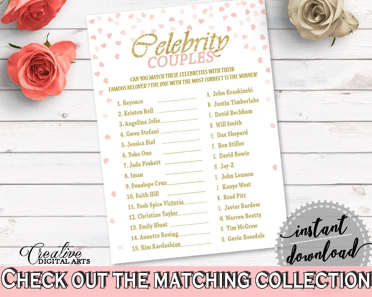 Celebrity Couples Bridal Shower Celebrity Couples Pink And Gold Bridal Shower Celebrity Couples Bridal Shower Pink And Gold Celebrity XZCNH - Digital Product