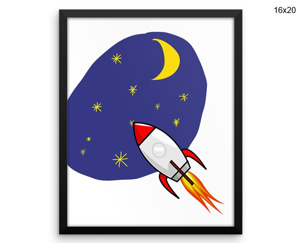 Rocket Space Print, Beautiful Wall Art with Frame and Canvas options available Nursery Decor