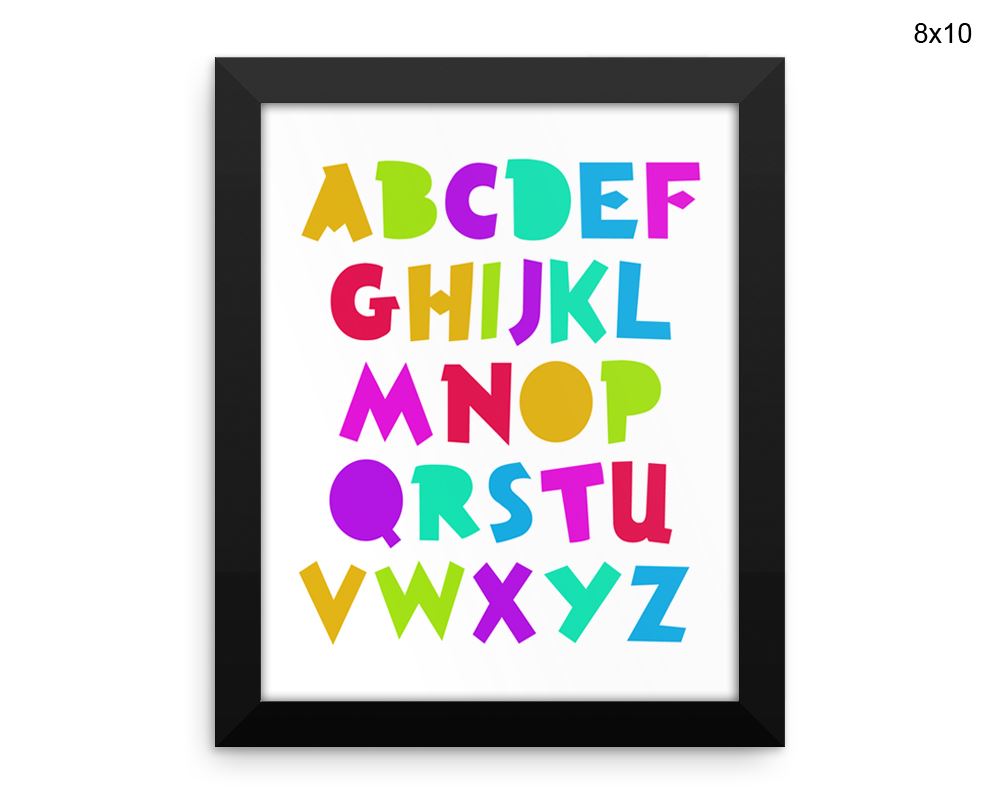 Alphabet Abc Print, Beautiful Wall Art with Frame and Canvas options available Nursery Decor