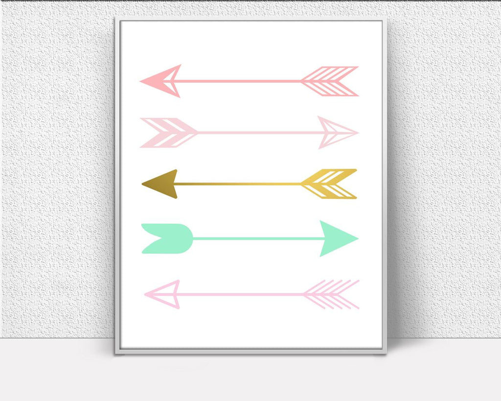 Nursery Arrows Art, Arrow Art Print, Pink Gold Arrow Art, Modern Minimalist Art, wall décor, office gift, Wall Decor, Most Popular - Digital Download