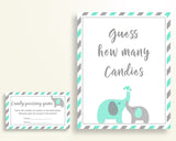 Candy Guessing Baby Shower Candy Guessing Turquoise Baby Shower Candy Guessing Baby Shower Elephant Candy Guessing Green Gray prints 5DMNH - Digital Product