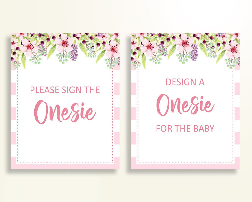 Sign The Onesie Baby Shower Design A Onesie Pink Baby Shower Sign The Onesie Baby Shower Flowers Design A Onesie Pink Green prints 5RQAG - Digital Product