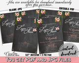 Lingerie Shower Invitation Editable in Chalkboard Flowers Bridal Shower Black And Pink Theme, pdf invitation, party ideas, prints - RBZRX - Digital Product