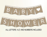 Banner Baby Shower Banner Burlap Lace Baby Shower Banner Baby Shower Burlap Lace Banner Brown White party theme baby shower idea W1A9S - Digital Product