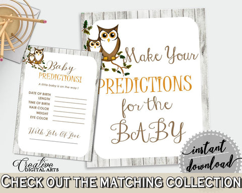 Baby Predictions Baby Shower Baby Predictions Owl Baby Shower Baby Predictions Baby Shower Owl Baby Predictions Gray Brown prints 9PUAC - Digital Product