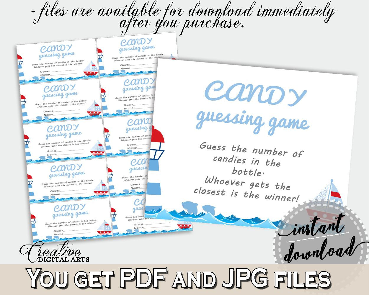 Candy Guessing Game Baby Shower Candy Guessing Game Nautical Baby Shower Candy Guessing Game Baby Shower Nautical Candy Guessing Game DHTQT - Digital Product