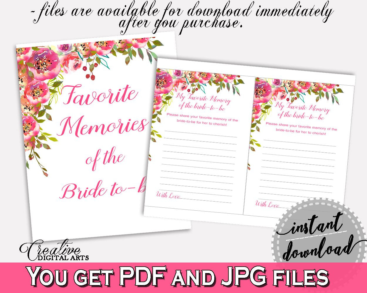 Favorite Memories Bridal Shower Favorite Memories Spring Flowers Bridal Shower Favorite Memories Bridal Shower Spring Flowers Favorite UY5IG - Digital Product