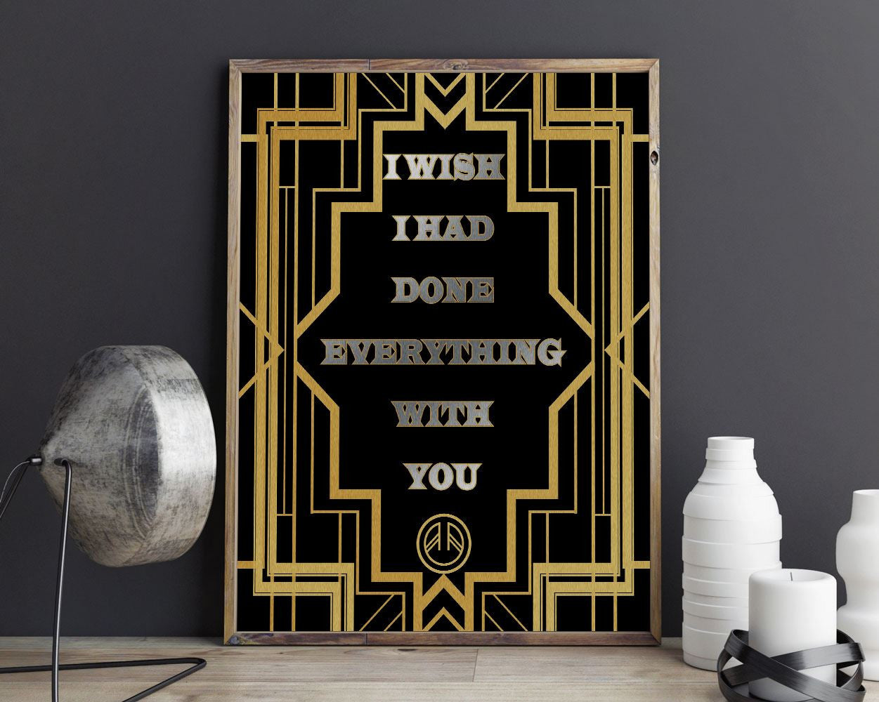 Wall Art Deco Digital Print Gatsby Poster Art Deco Wall Art Print Gatsby  Wall Decor Deco gatsby quote gold black silver art deco - Digital Download