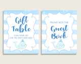 Whale Baby Shower Boy Table Signs Printable, Blue White Party Table Decor, Favors, Food, Drink, Treat, Guest Book, Instant Download, wbl01