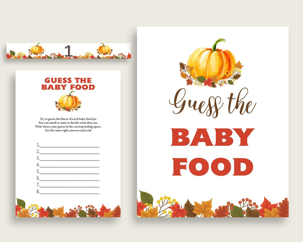 Baby Food Guessing Baby Shower Baby Food Guessing Fall Baby Shower Baby Food Guessing Baby Shower Pumpkin Baby Food Guessing Orange BPK3D - Digital Product