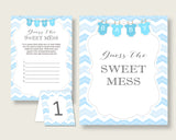 Chevron Guessing Game Baby Shower Boy, Blue White Guess The Sweet Mess Game Printable, Dirty Diaper Game, Instant Download, Popular cbl01