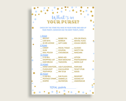 Whats In Your Purse Baby Shower Whats In Your Purse Confetti Baby Shower Whats In Your Purse Blue Gold Baby Shower Confetti Whats In cb001