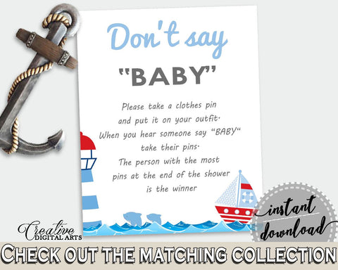 Dont Say Baby Baby Shower Dont Say Baby Nautical Baby Shower Dont Say ...
