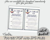 Nautical Anchor Flowers Bridal Shower Two Truths And A Lie Game in Navy Blue, sooth game, wedding sails, printable files, prints - 87BSZ - Digital Product