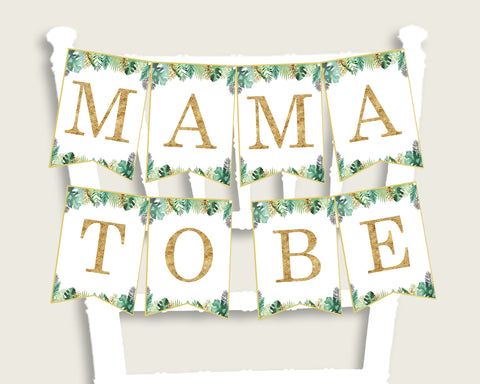 Jungle Baby Shower Chair Banner Printable, Gold Green Chair Banner, Gender Neutral Shower, Mama To Be, Mommy, Dad Mom To Be, Instant EJRED