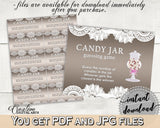 Traditional Lace Bridal Shower Candy Guessing Game in Brown And Silver, fun activity, classy shower, party theme, shower activity - Z2DRE - Digital Product