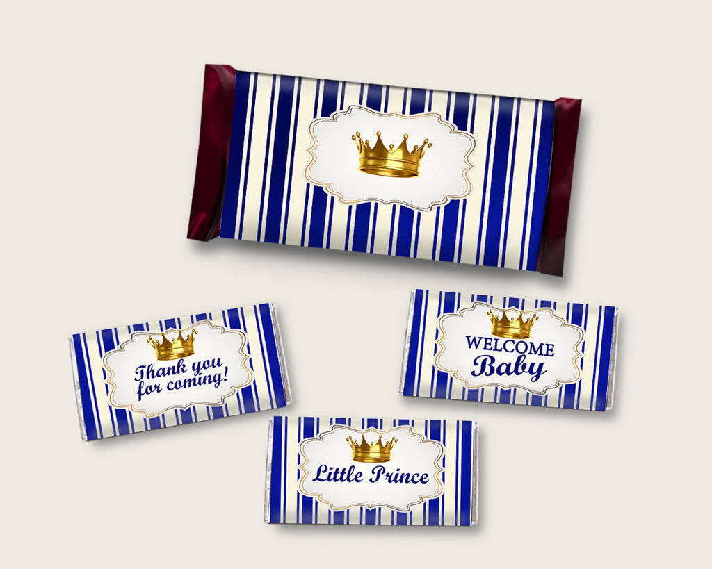 Royal Prince Hershey Candy Bar Wrapper Printable, Blue Gold Chocolate Bar Wrappers, Boy Shower Candy Labels, Instant Download, rp001