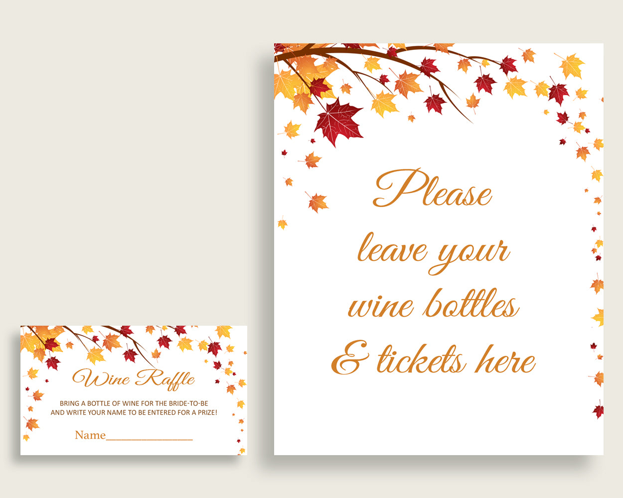 Wine Raffle Bridal Shower Wine Raffle Fall Bridal Shower Wine Raffle Bridal Shower Autumn Wine Raffle Brown Yellow printables YCZ2S