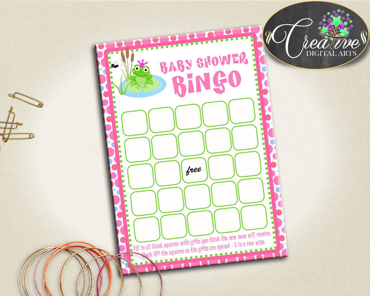 Frog Baby Shower Shower Pink Theme Check Off Squares Gift Opening Game BINGO GIFT GAME, Baby Shower Idea, Party Decorations - bsf01 - Digital Product