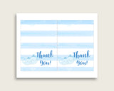 Blue White Thank You Cards Printable, Whale Baby Shower Thank You Notes, Boy Shower Thank You Folded, Instant Download, Light Blue wbl01