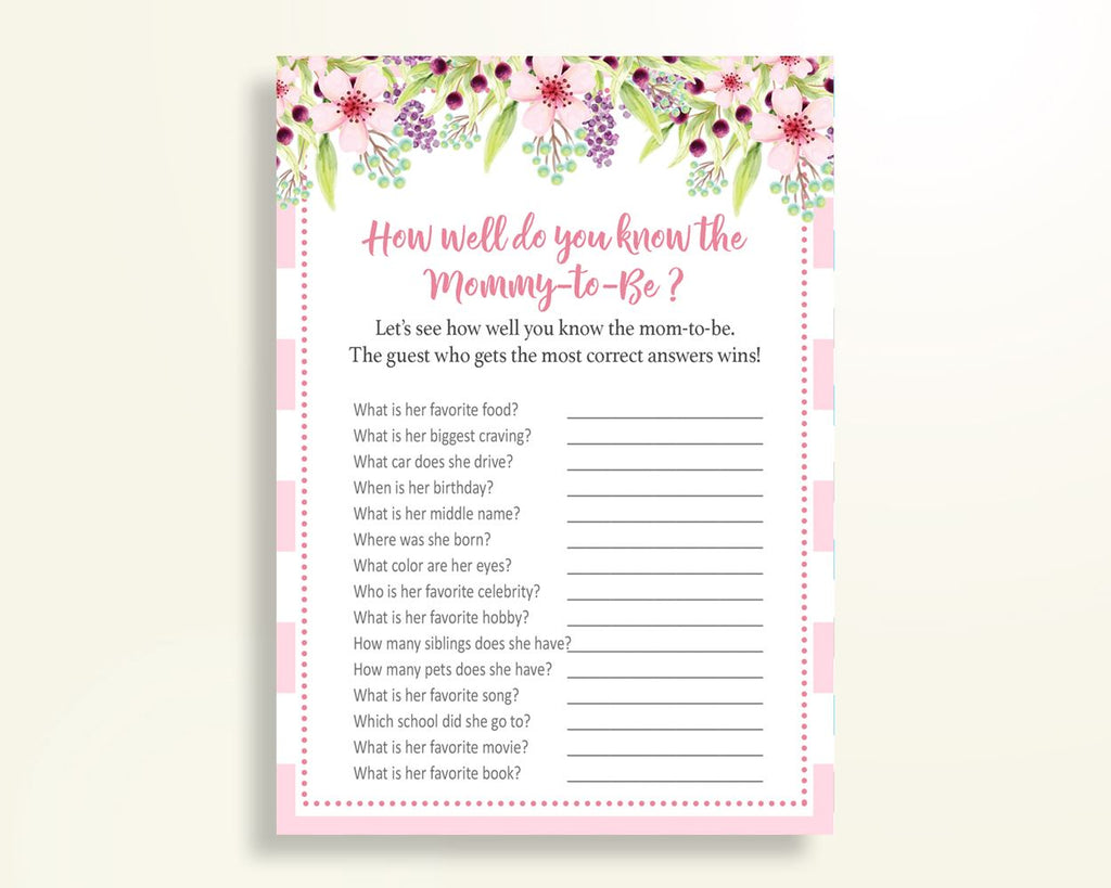 How Well Do You Know Mommy Baby Shower How Well Do You Know Mommy Pink Baby Shower How Well Do You Know Mommy Baby Shower Flowers How 5RQAG - Digital Product