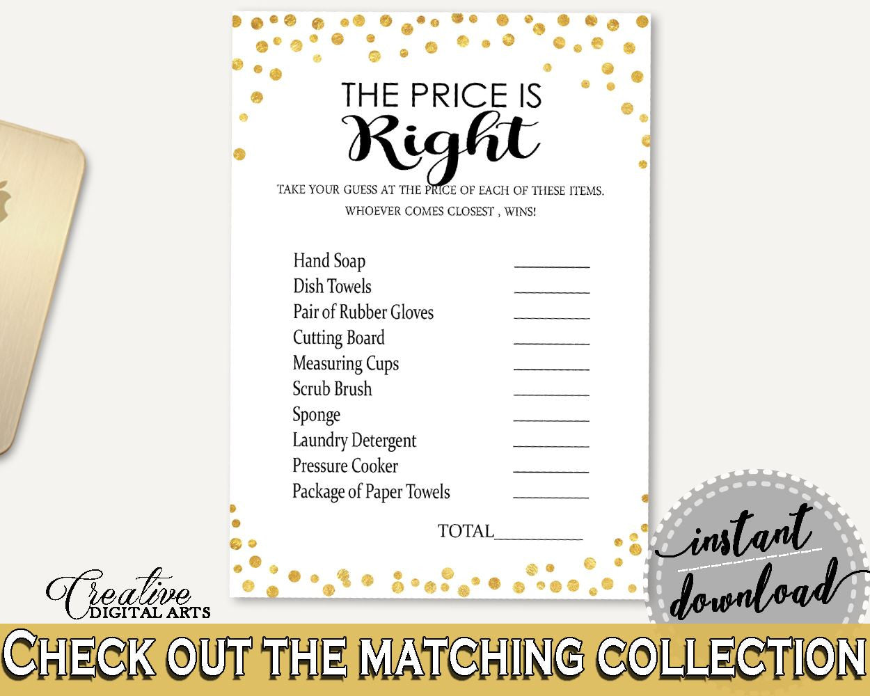 Price Is Right Bridal Shower Price Is Right Confetti Bridal Shower Price Is Right Bridal Shower Confetti Price Is Right Gold White CZXE5 - Digital Product