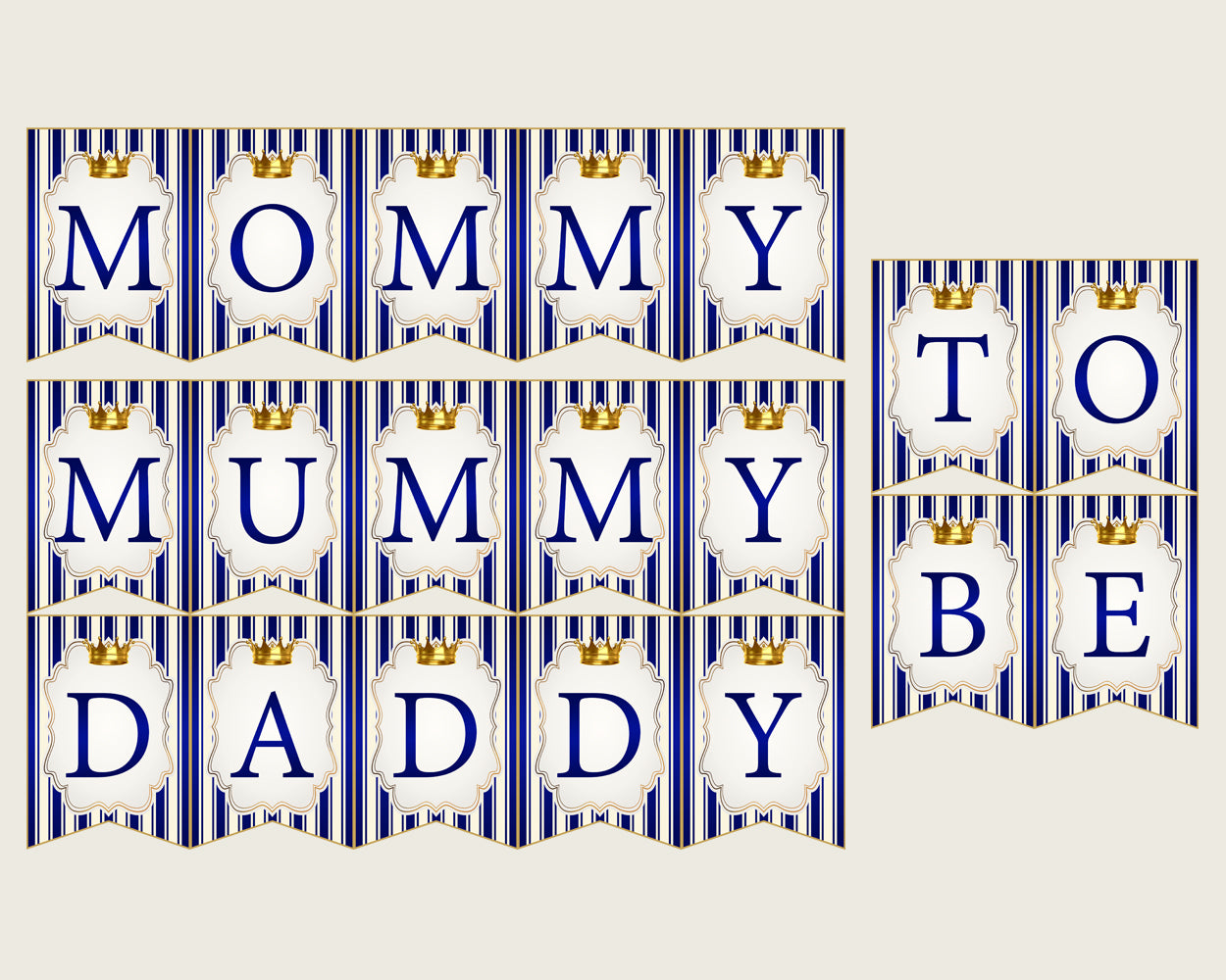 Royal Prince Baby Shower Chair Banner Printable, Blue Gold Chair Banner, Boy Shower, Mama To Be, Mommy, Dad Mom To Be, Instant rp001