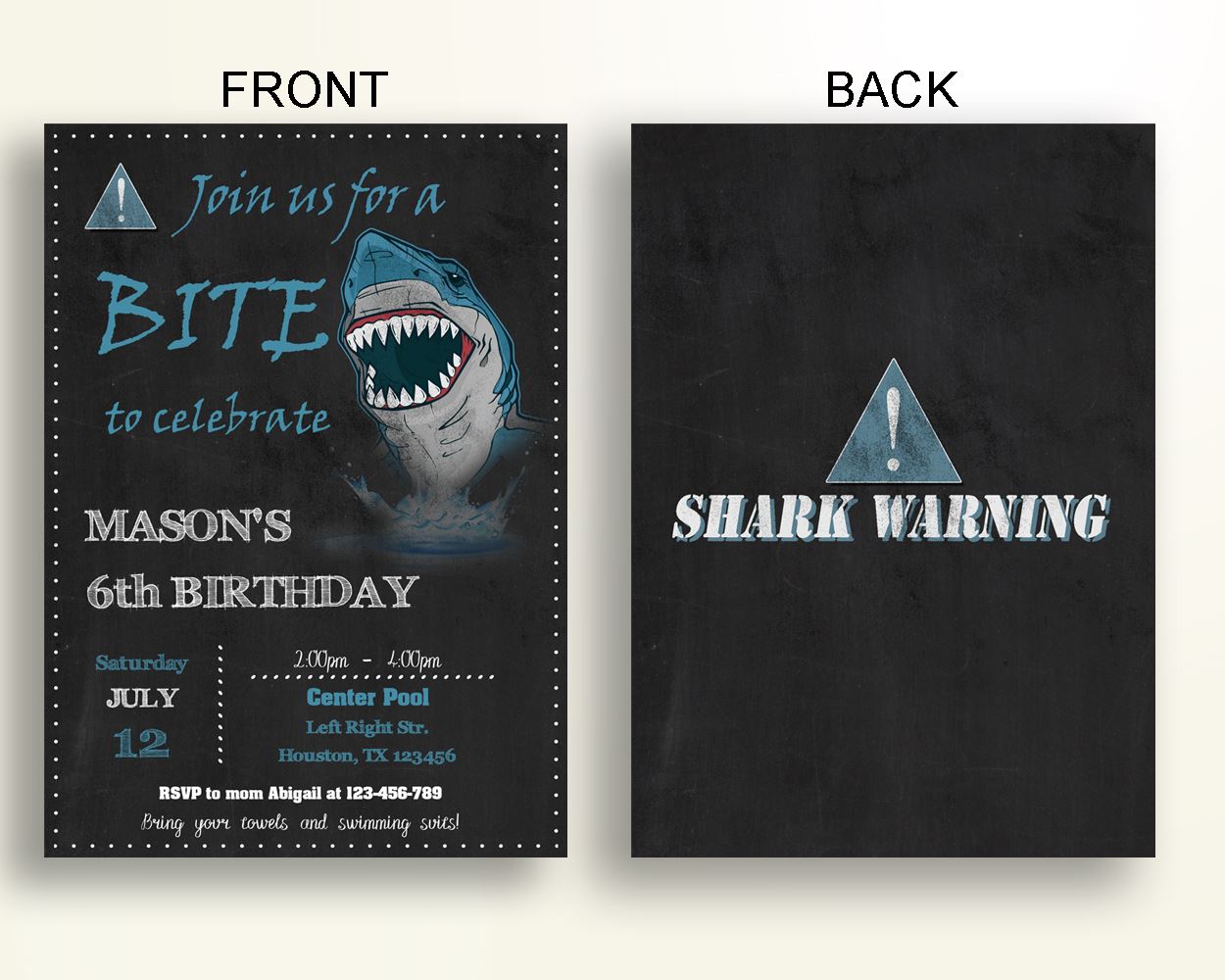 Shark Birthday Invitation Shark Birthday Party Invitation Shark Birthday Party Shark Invitation Boy invitation for boy blue shark GS0R1 - Digital Product