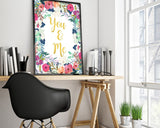 Wall Decor You And Me Printable You And Me Prints You And Me Sign You And Me  Printable Art You And Me marriage print typography poster - Digital Download