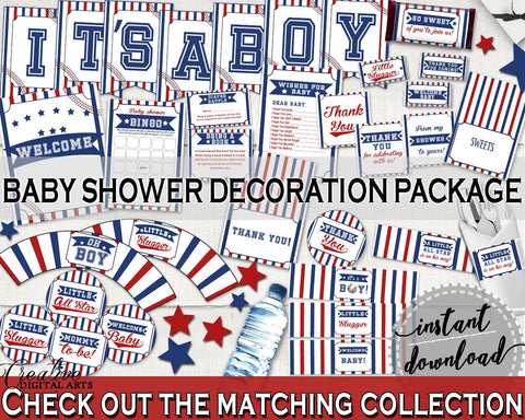 Decorations Baby Shower Decorations Baseball Baby Shower Decorations Baby Shower Baseball Decorations Blue Red instant download YKN4H - Digital Product