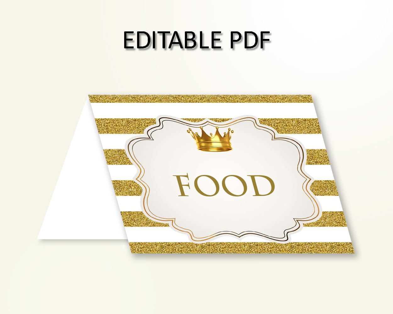 Food Tents Baby Shower Food Tents Royal Baby Shower Food Tents Gold White Baby Shower Gold Food Tents party décor party theme Y9MQF - Digital Product