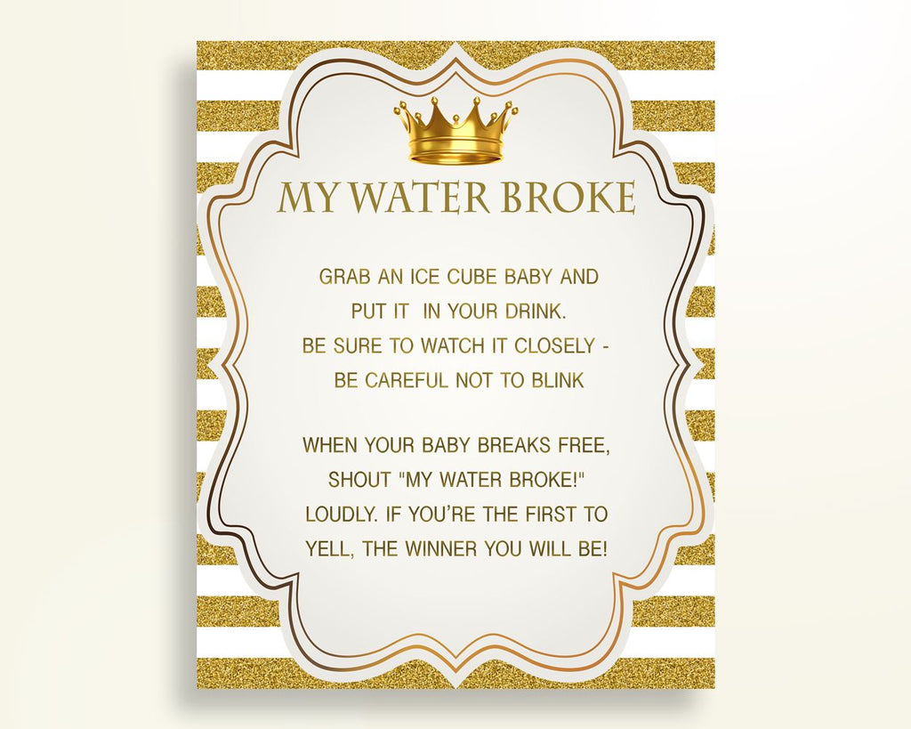 My Water Broke Baby Shower My Water Broke Royal Baby Shower My Water Broke Gold White Baby Shower Gold My Water Broke pdf jpg Y9MQF - Digital Product