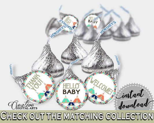 Hershey Kisses Baby Shower Hershey Kisses Tribal Teepee Baby Shower Hershey Kisses Baby Shower Tribal Teepee Hershey Kisses Green Navy KS6AW - Digital Product