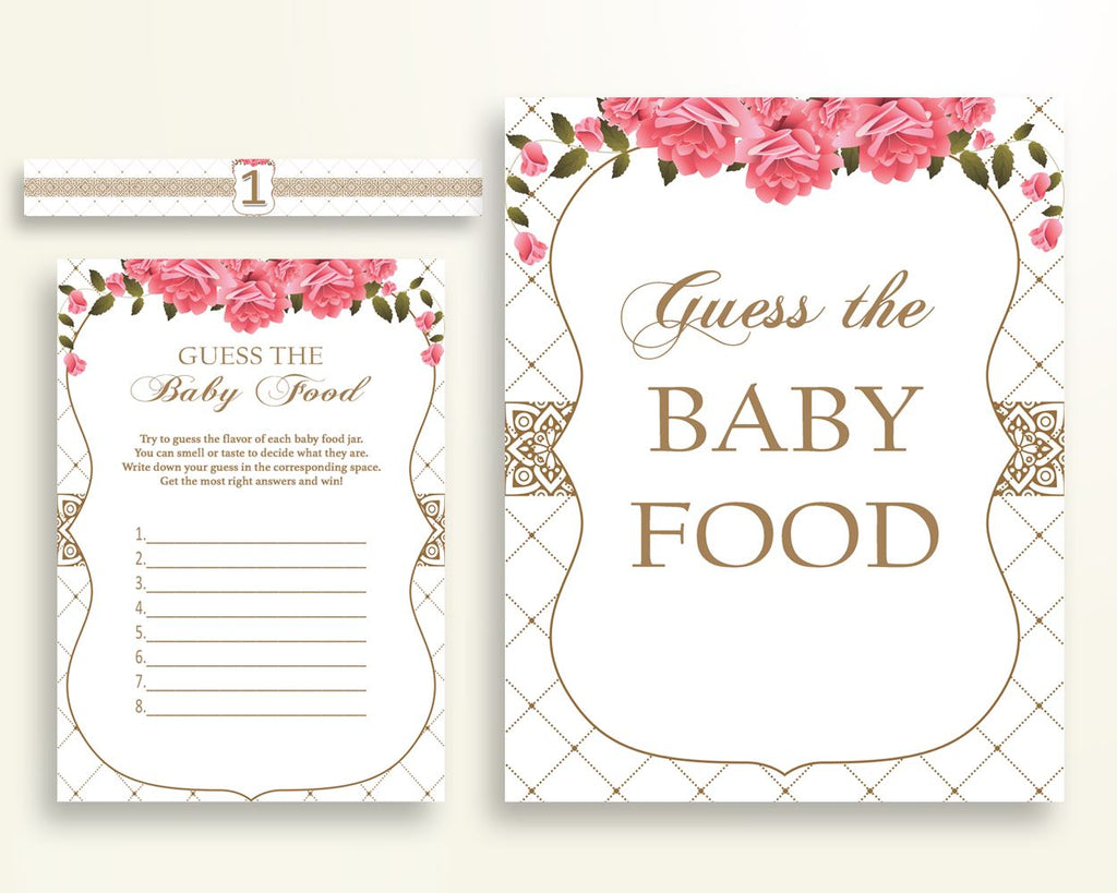 Baby Food Guessing Baby Shower Baby Food Guessing Roses Baby Shower Baby Food Guessing Baby Shower Roses Baby Food Guessing Pink White U3FPX - Digital Product